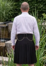 Men's Black Utility Kilt with Golden Chain Back