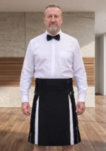 Men's Black & White Cotton Hybrid Kilt