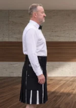 Men's Black & White Cotton Hybrid Kilt Side