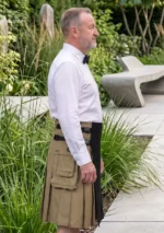 Men's Black and Khaki Hybrid Kilt Side