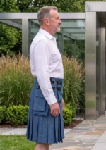 Men's Casual Blue Denim Kilt Side