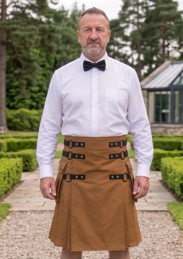 Men's Casual Dark Brown Utility Kilt
