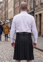 Men's Classic Black Cotton Utility Kilt Back
