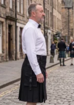 Men's Classic Black Cotton Utility Kilt Side