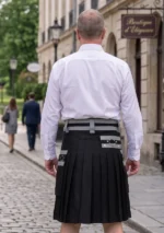 Men's Classic Black Fashion Utility Kilt Back