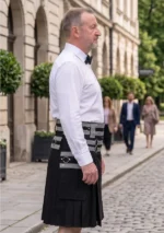 Men's Classic Black Fashion Utility Kilt Side