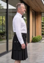 Men's Classic Black Fashion Utility Kilt Side