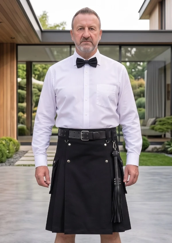 Men's Classic Black Fashion Utility Kilt Men's Classic Black Fashion Utility Kilt
