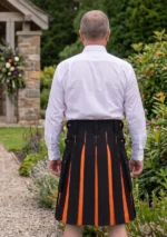 Men's Classic Black & Orange Hybrid Kilt Back