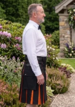 Men's Classic Black & Orange Hybrid Kilt Side