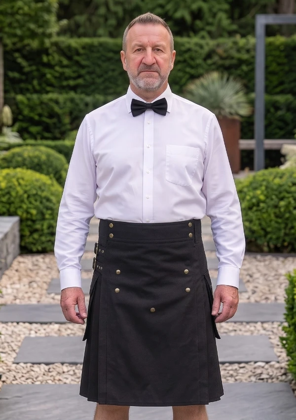 Men's Classic Black Utility Kilt