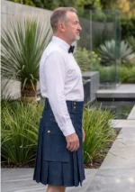 Men's Classic Blue Denim Kilt Side