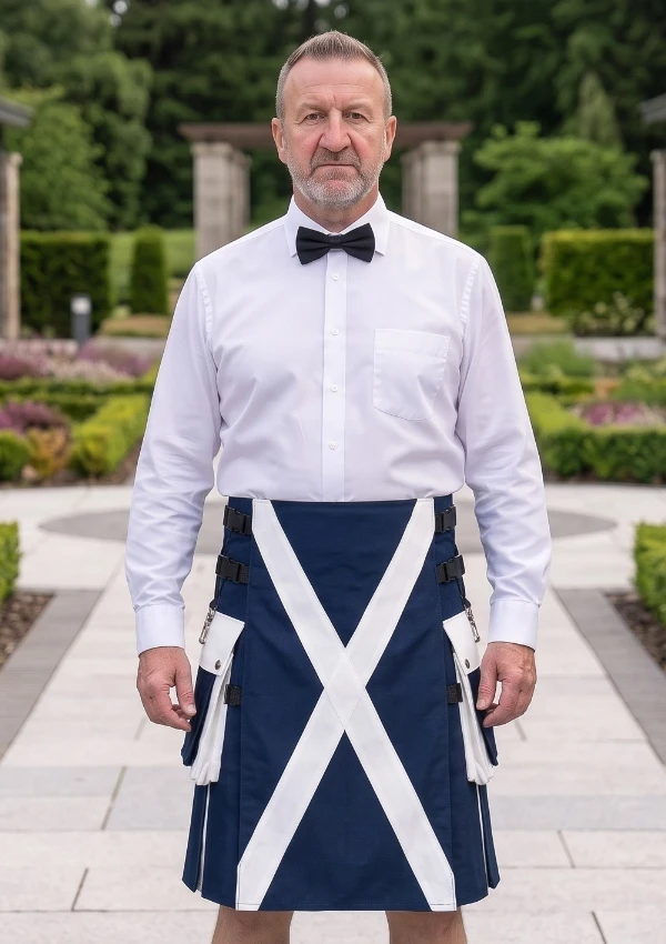 Men's Classic Blue & White Utility Kilt