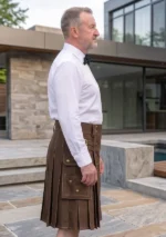 Men's Classic Brown Hybrid Kilt Side