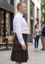 Men's Classic Dark Brown Utility Kilt Side