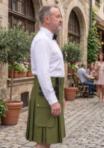 Men's Classic Olive Green Utility Kilt Side