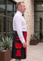 Men's Classic Red & Black Hybrid Kilt Side