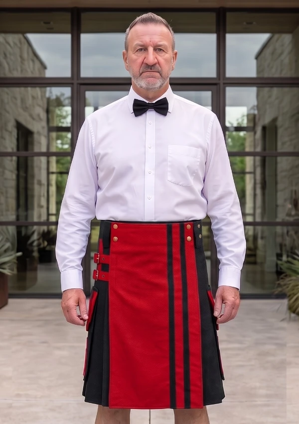 Men's Classic Red & Black Hybrid Kilt