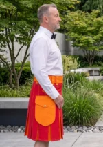 Men's Classic Red & Orange Utility Kilt Side