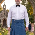 Men's Dark Blue Denim Kilt