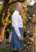 Men's Dark Blue Denim Kilt Side