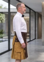 Men's Dark Brown & Khaki Utility Kilt Side