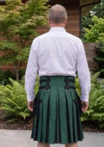 Men's Dark Green Traditional Hybrid Kilt Back