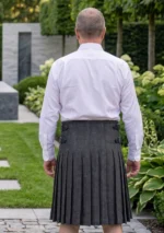 Men's Dark Grey Tweed Kilt Back