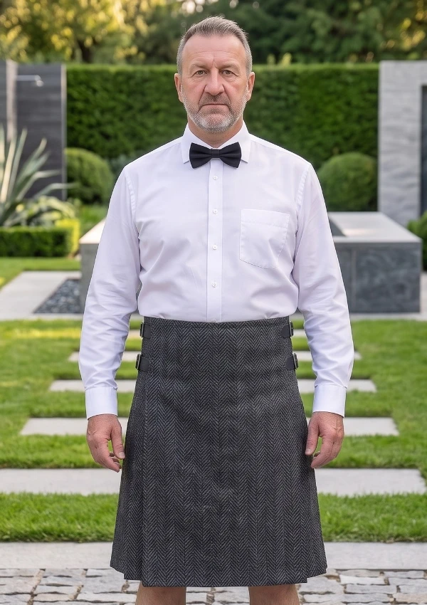 Men's Dark Grey Tweed Kilt