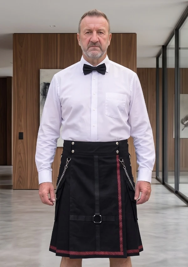Men's Durable Black Utility Kilt