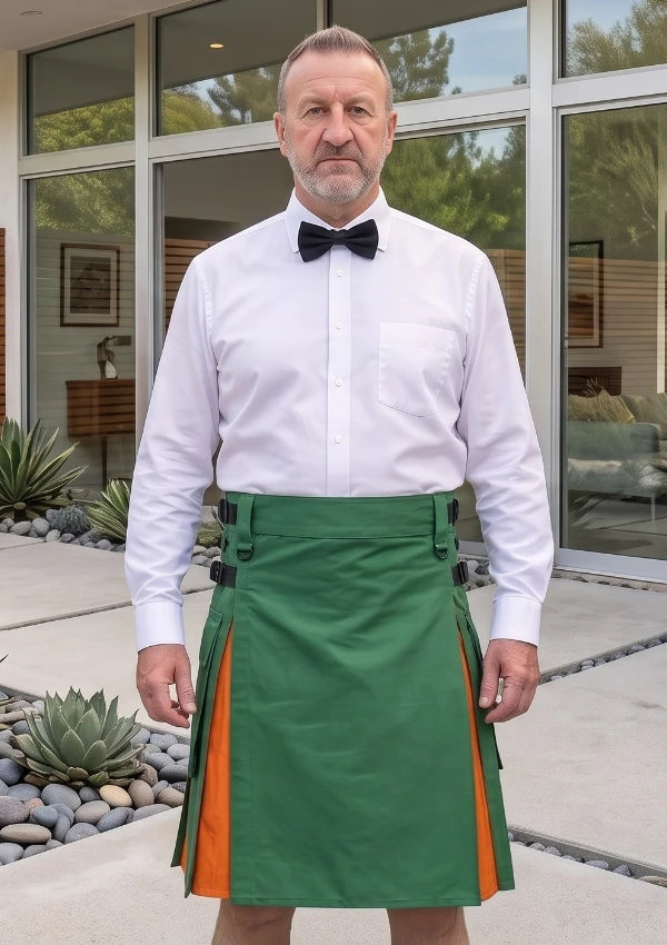 Men's Green & Orange Hybrid Kilt