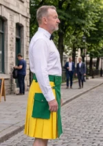 Men's Green & Yellow Utility Kilt Side