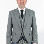 Men's Grey Argyle Jacket with Vest Front View