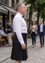 Men's Heavy Duty Black Utility Kilt Side