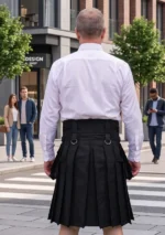 Men's Jet Black Gothic Kilt Back