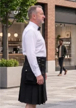 Men's Jet Black Gothic Kilt Side