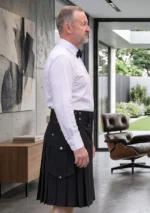 Men's Jet Black Utility Kilt Side