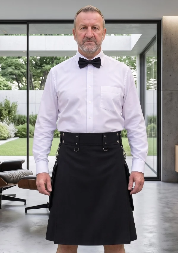 Men's Jet Black Utility Kilt