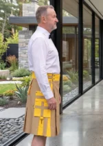 Premium Quality Traditional Scottish Khaki & Yellow Hybrid Kilts Design 67 - Image 3