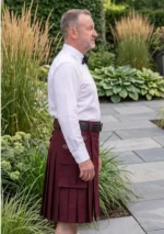Men's Maroon Cargo Kilt Side