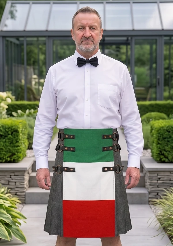 Men's Modern Italian Flag Hybrid Kilt