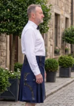 Men's Modern Navy Blue Utility Kilt Side