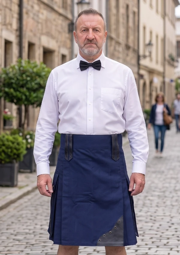 Men's Modern Navy Blue Utility Kilt