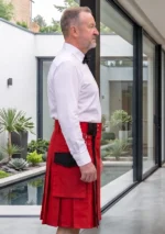 Men's Modern Red Utility Kilt Side