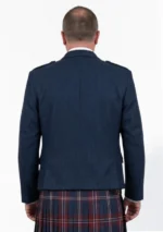 Men's Navy Blue Tweed Argyle Jacket with Vest Back View