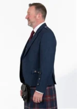 Men's Navy Blue Tweed Argyle Jacket with Vest Left Side View