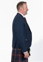 Men's Navy Blue Tweed Argyle Jacket with Vest Right Side View