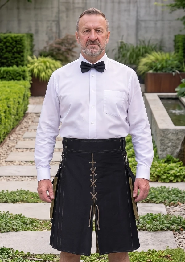 Men's Olive Laces Hybrid Kilt Men's Olive Laces Hybrid Kilt
