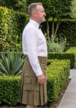 Men's Olive Utility Kilt Side