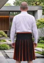 Men's Orange & Black Cotton Hybrid Kilt Back